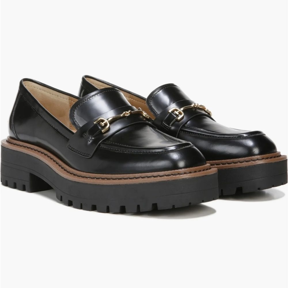 Sam Edelman Black Loafers with Gold Detail